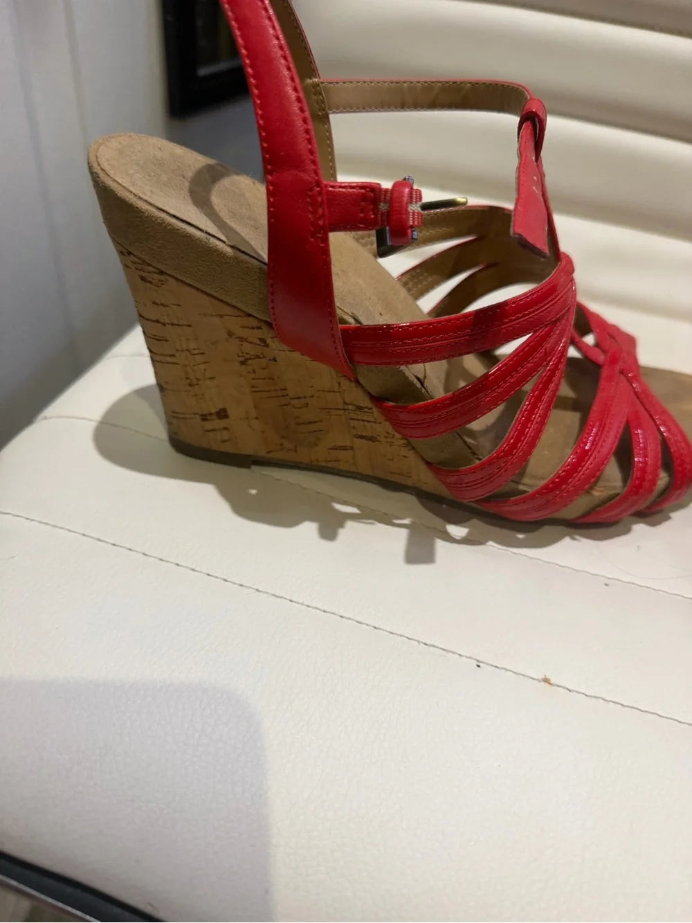 AEROSOLES Red Strappy Wedge Sandals